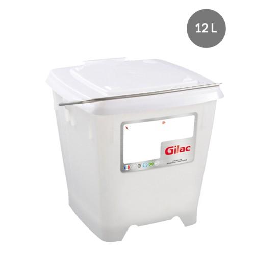 SEAU CARRÉ AVEC COUVERCLE ÉTANCHE - 12 LITRES - BLANC GILAC