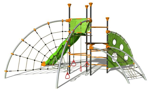 Structure de jeux Evo-Costo - 2 plateformes - 5 agrès - Structure pour aire de jeux_0