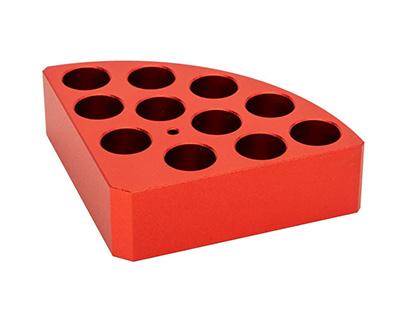 Support poly-block rouge, 11 trous, Ø12,5x20mm - Ref.: LBM010_0