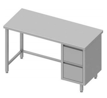 Table de travail inox centrale avec deux tiroirs  à droite sans étagère 900x800x900 soudée - 932728090_0