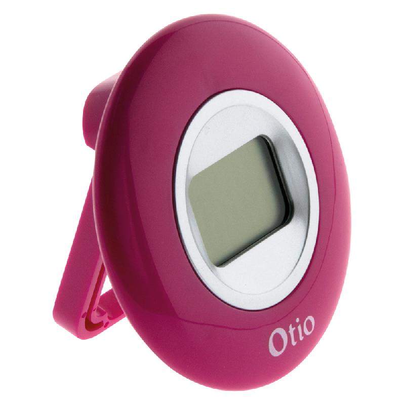 Thermomètre d'intérieur rose avec écran LCD - Otio - Design coloré et pied rétractable_0