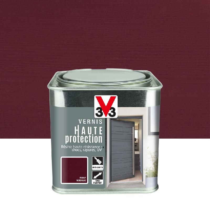 Vernis bois extérieur V33 - Haute protection opaque rouge nordique brillant - 0.75 L_0