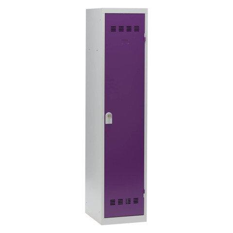 VESTIAIRE 1 COLONNE COLOR MONOBLOC INDUSTRIE SALISSANTE CORPS GRIS PORTE PRUNE