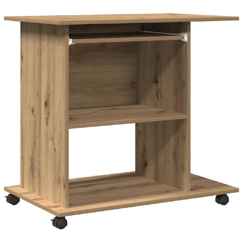 VidaXL Bureau d'ordinateur chêne artisanal 80x50x75 cm bois ingénierie Modèle Milan Nova - 856053_0