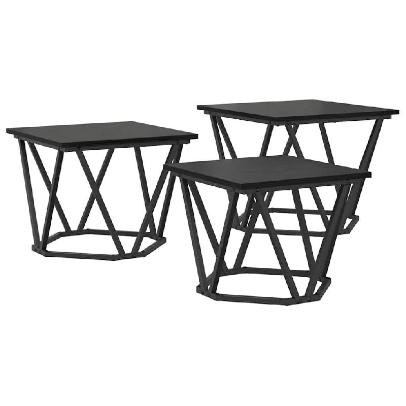 VidaXL Table basse 3 pcs Chêne noir Bois d'ingénierie et acier Modèle Boreal Pro - 868279_0