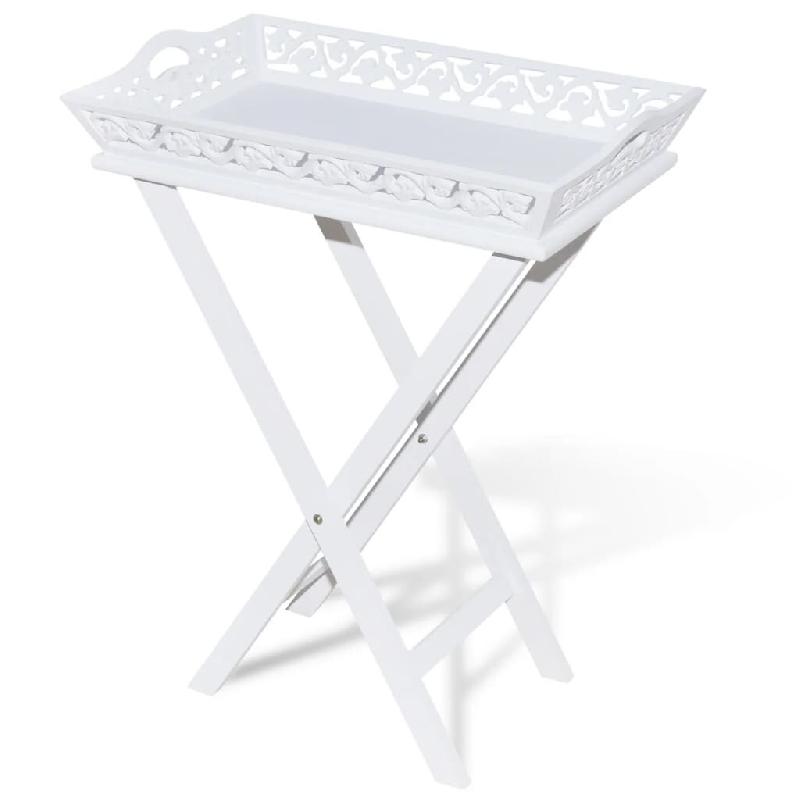 VidaXL Table d'appoint avec plateau Blanc  Modèle Atlas Nature - 241148_0