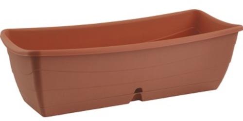 HEGA DALIA - Pot de fleurs rectangulaire avec assiette 59.5 cm, marron, capacité 13.3L, fabriqué en Espagne_0