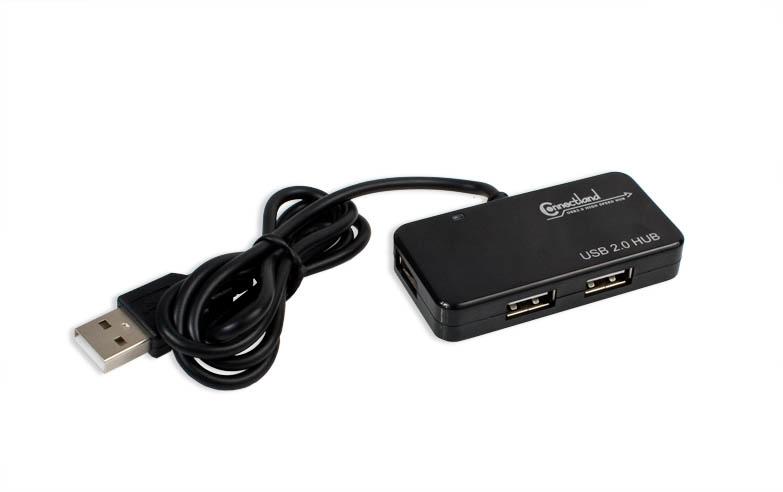 CONNECTLAND - Hub USB 4 ports USB 2.0 - câble 0,7m - transfert 480 Mbit/s - noir_0