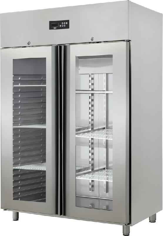 Armoire réfrigérée inox 2 portes vitrées gn 2/1 positive températur... - POZ1400P-2PV_0
