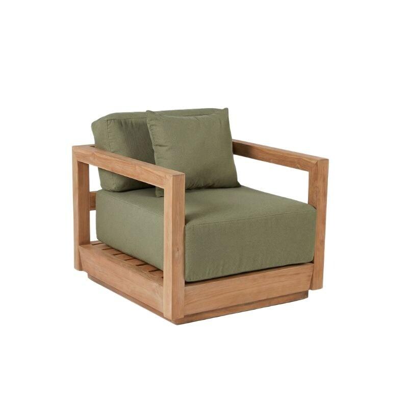 Bazar Bizar Fauteuil en bois de teck récupéré 77x85x60 cm algue verte - vert Bois massif JAECOL024GrAl_0