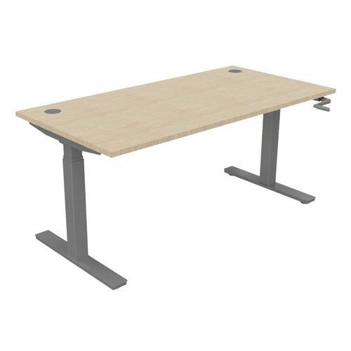 BUREAU HAUT.RÉGLABLE MANIVELLE EVO 160X80 CM CHÊNE FIL/ALU - BURONOMIC