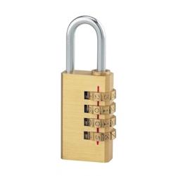 Cadenas à combinaison 258, laiton, 4 chiffres, intérieur, anse acier, 28mm - THIRARD - doré 3150260002584_0