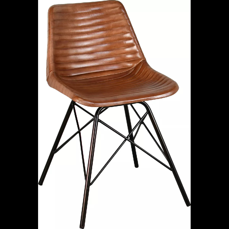 Chaise de restaurant JONVAL - acier et cuir - Référence 00610011VBRORBRO_0