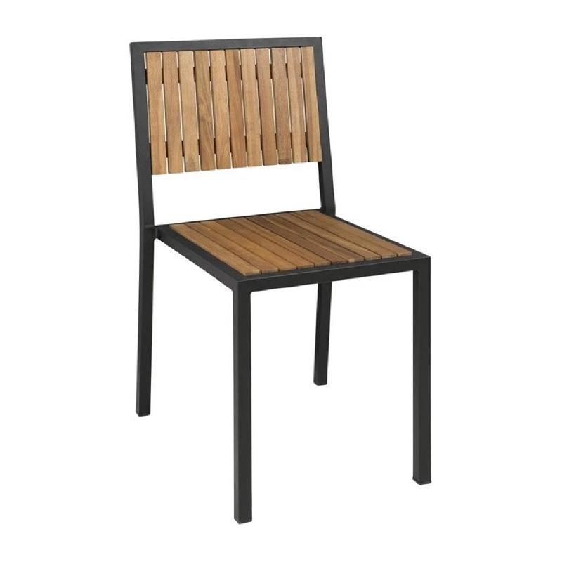 Chaises en acier et acacia (lot de 4) | Bolero - DS150_0