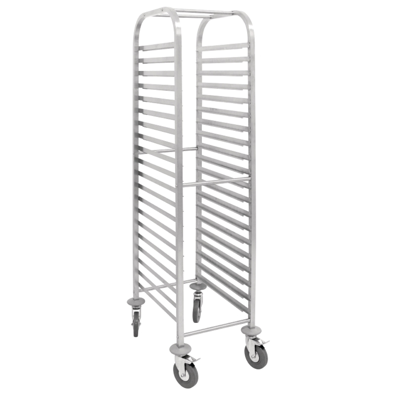 Chariot de service à glissières GN 1/1 - 20 niveaux - Acier inoxydable - Roues avec freins_0