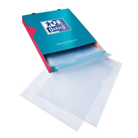 CHEMISE COIN PLASTIQUE SHINE OXFORD A4 POLYPROPYLÈNE 12/100E TRANSPARENTE INCOLORE - PAQUET DE 100