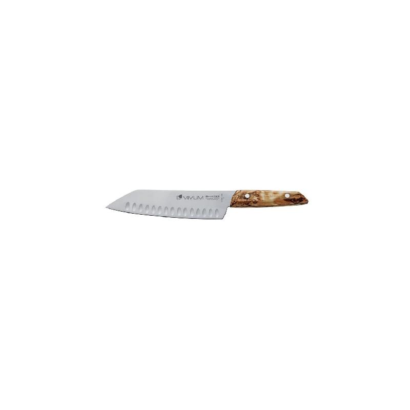 Couteau SANTOKU (L)180 mm, en acier carbone & bois_0