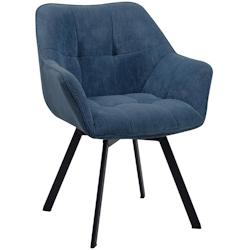 Décoshop26 - Chaise de salle à manger assise pivotante confortable en velours côtelé bleu et métal noir 10_0002036 - bleu 3000250801447_0