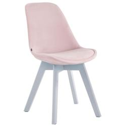 Décoshop26 - Chaise de salle à manger x1  design scandinave en velours rose et piètement à 4 pieds en bois blanc 10_0003292 - blanc 3000251503005_0
