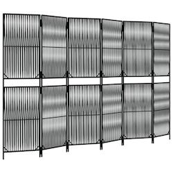 Décoshop26 - Paravent séparateur de pièce cloison 6 panneaux en résine tressée noir et acier DEC031135 - noir 3000258304933_0