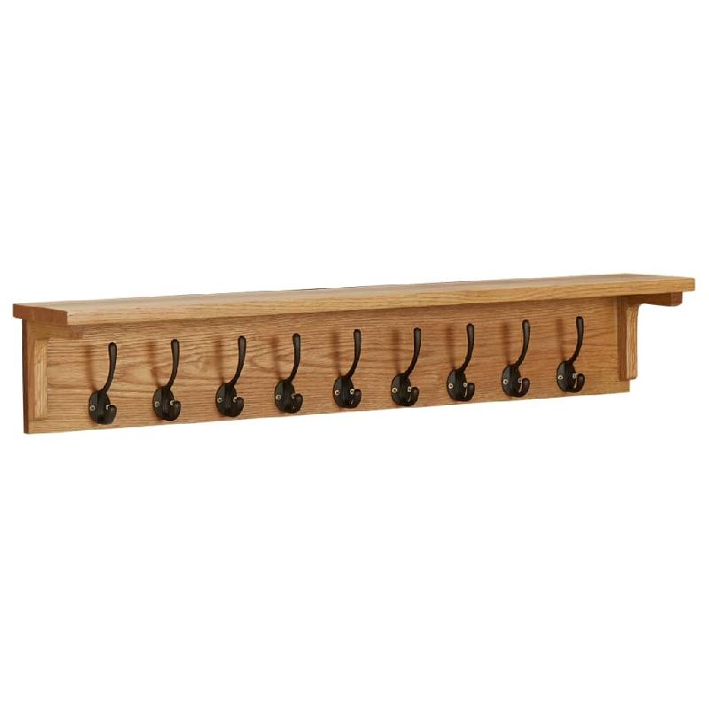 Décoshop26 - Porte-manteau mural 90x16x16 cm avec 9 crochets en bois de chêne massif DEC024239 - Bois massif 3001108369607_0