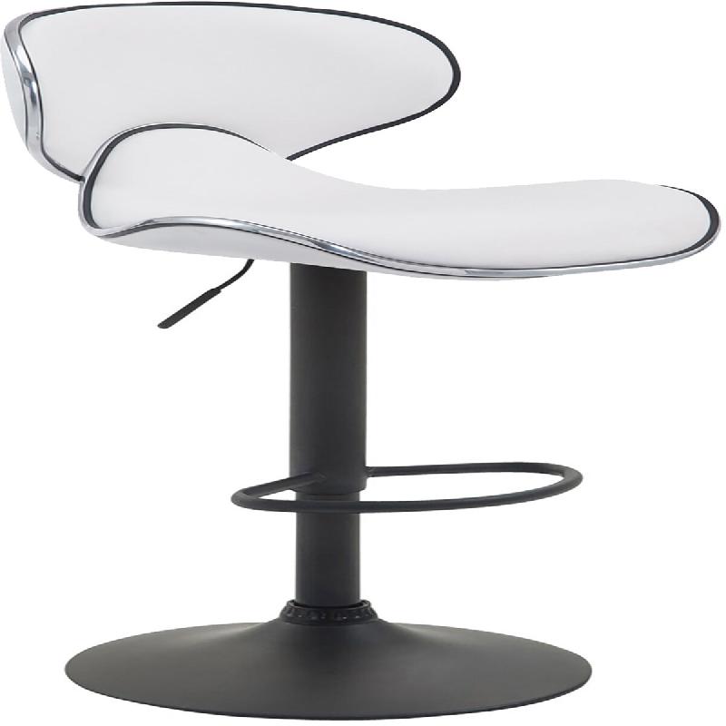 Décoshop26 - Tabouret de bar x1 sièges modernes aux lignes ondulées en PVC blanc pied trompette métal noir 10_0005682 - blanc métal 3000265154002_0