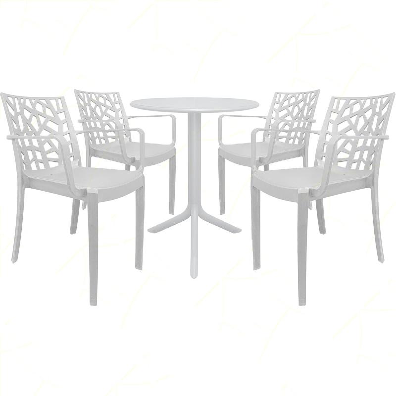 Ensemble de 4 fauteuils Matrix Sicignano avec table ronde Spritz blanche - blanc plastique polypropylène 8050054388786_0