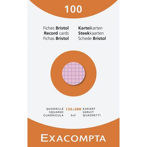 ÉTUI DE 100 FICHES QUADRILLÉES 125X200MM ASSORTIES - EXACOMPTA