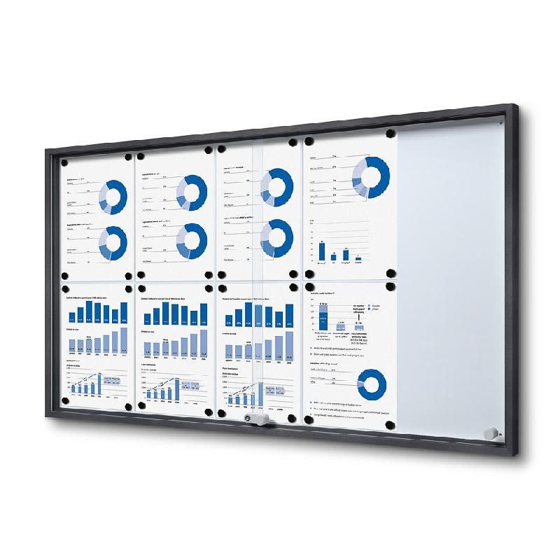 Exposiciónate Vitrine Intérieure Verrouillable avec Portes Coulissantes SLIM 10x A4 Anthracite SCSLG10xA4C7016JS - gris aluminium 8596052168666_0