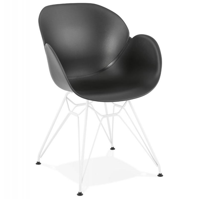 Fauteuil design Calypso 85 cm noir - Paris Prix - métal et polypropylène, protection pour sols, à monter soi-même_0