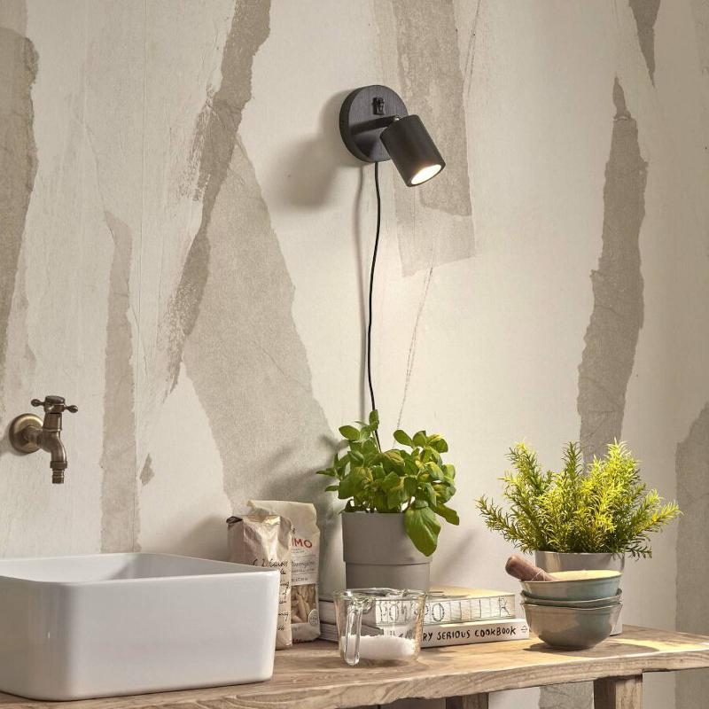 GOOD & MOJO JAVA APPLIQUE PRISE 1 LAMPE, NOIRE