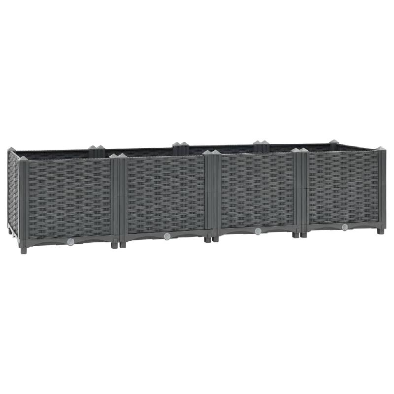 Jardinière surélevée en polypropylène gris foncé - 160 x 40 x 38 cm - Plantes, fleurs et jardin - Réf : 02_0000918_0