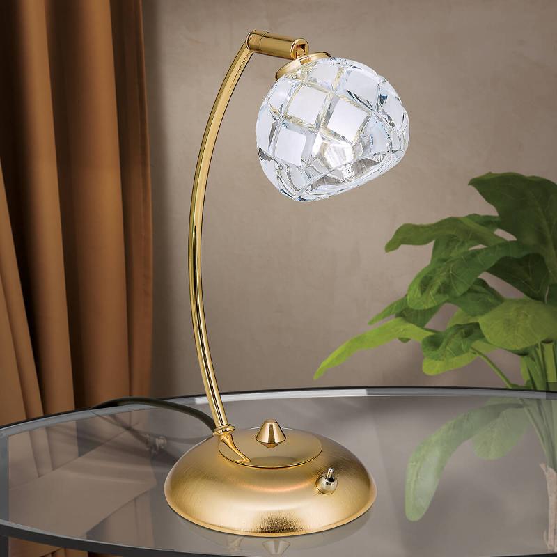 ORION LAMPE À POSER CRISTAL DE PLOMB MADERNO, DORÉE