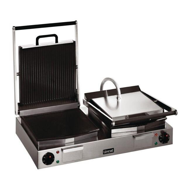 Lincat Double grill contact Panini en fonte émaillé rainuré, lisse, 2250 W, 220 V - MONO - inox CD426_0