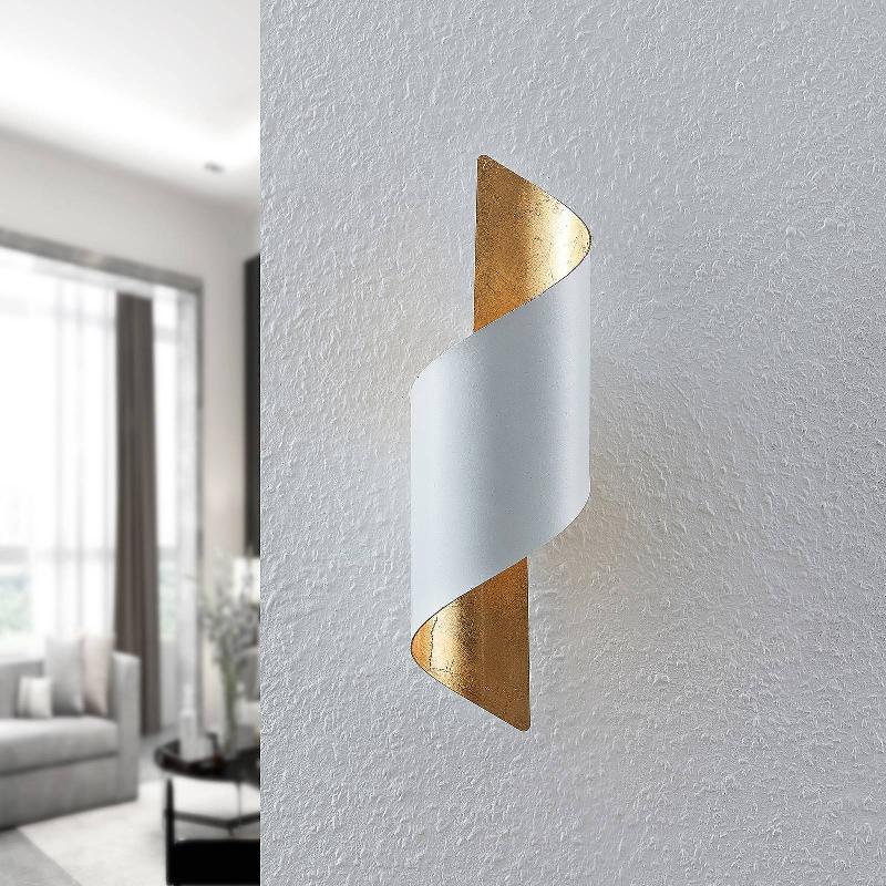APPLIQUES MURALES LINDBY DESIRIO, BLANC/OR, 35CM, MÉTAL
