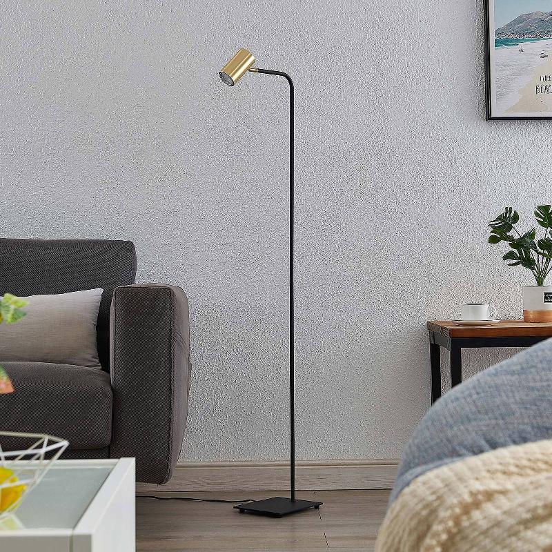 LINDBY LAMPE SUR PIED SANAD, HAUTEUR 137 CM, LAITON, MÉTAL, GU10