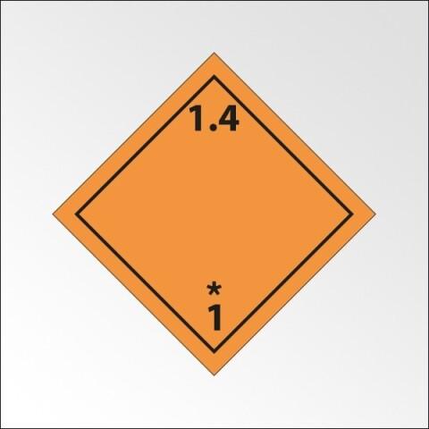LOT DE 5 - PLAQUE ADR - TRANSPORT EXPLOSIFS - DANGER CLASSE 1.4 - 100 X 100 MM - VINYLE