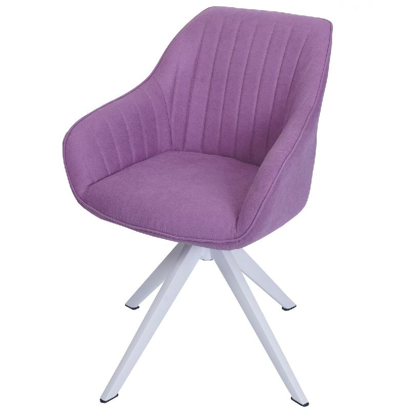 Mendler Chaise de salle à manger HWC-K27, chaise de cuisine chaise avec accoudoirs, pivotante tissu/textile ~ lilas - violet textile 109121_0