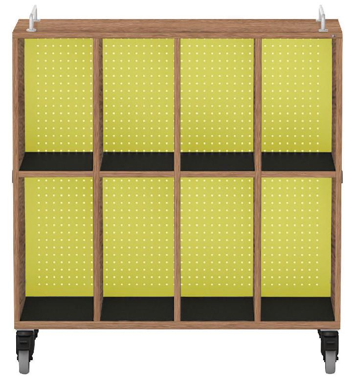 MEUBLE BAS SHIFT+ LANDSCAPE MÉLA POUR CARTABLES 8 CASES - NOYER - VERT CLAIR - MANUTAN COLLECTIVITÉS