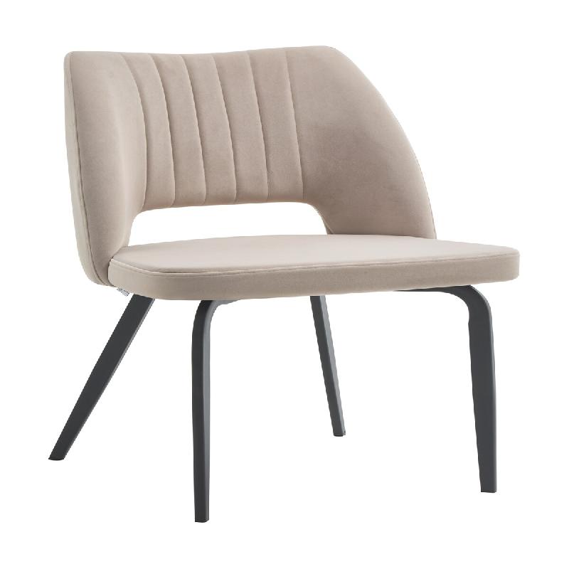 Mobiliara Lot de 2 Chaises Rose Taupe – Assise Mousse Haute Densité, Piètement Acier Époxy Madrid, Design Contemporain - marron polyester A06615/01_0