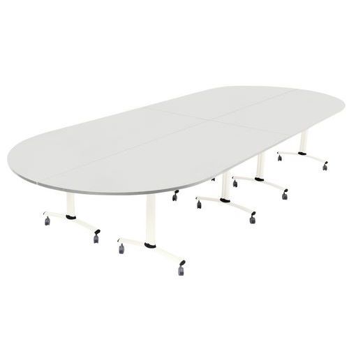 PACK AXE STRATIFIÉ 4 TABLES ANGLE INTÉGRÉ D/G 205*80 GRIS/BLANC - MANUTAN EXPERT