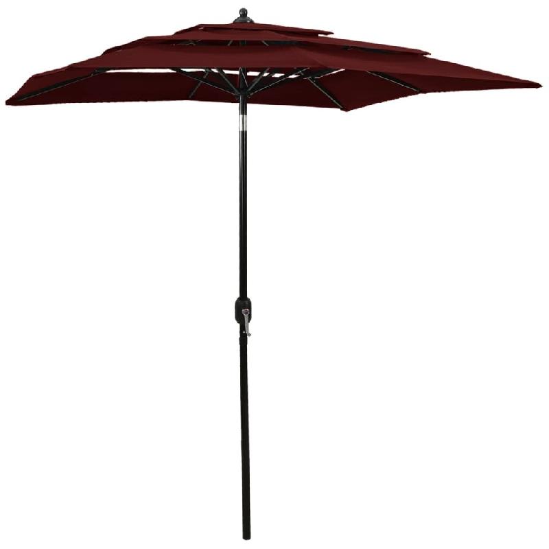 Parasol de jardin à 3 niveaux mât en aluminium rouge bordeaux Modèle Lumina Signature - 313848_0