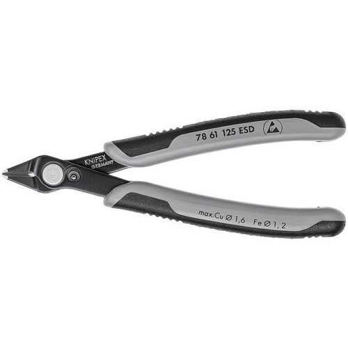PINCE COUPANTE ÉLECTRONIQUE SUPER KNIPS® 125MM - BI-MATIÈRE ESD - KNIPEX