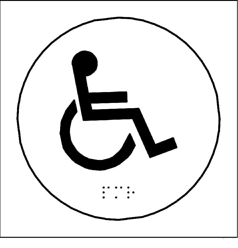 LOT DE 2 - PLAQUE EN RELIEF ET BRAILLE TOILETTES PMR - DIAM 10CM - BLANC