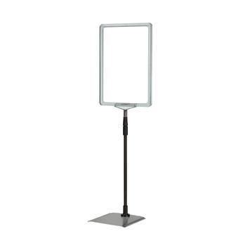 Porte-affiches sur pied série C - A5 - Transparent - Socle métallique galvanisé et montant télescopique noir_0