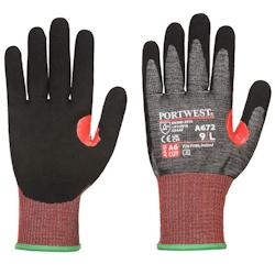 Portwest - Gants anti coupures de niveau F avec renfort en mousse nitrile Noir / Rouge Taille 11 - 5036108361076_0