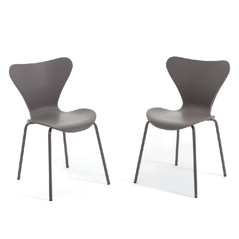 RATTATAN Lot de 2 chaises d’intérieur en polypropylène, pieds en métal avec finition effet bois, empilables, pour bar, restaurant ou cuisine 82 h_0