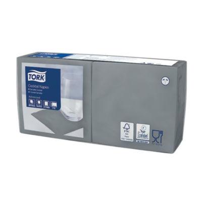 Serviettes cocktail en papier Tork, coloris gris, le colis de 200, 477832_0