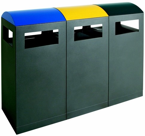 Station extérieure de tri sélectif 3x40 litres - acier zingué avec peinture époxy - 3 coloris - garantie 5 ans_0