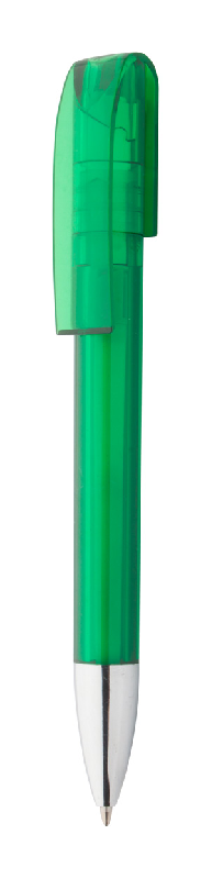 Stylo bille transparent - embout chromé - encre bleue - couleur verte - poids 13g_0